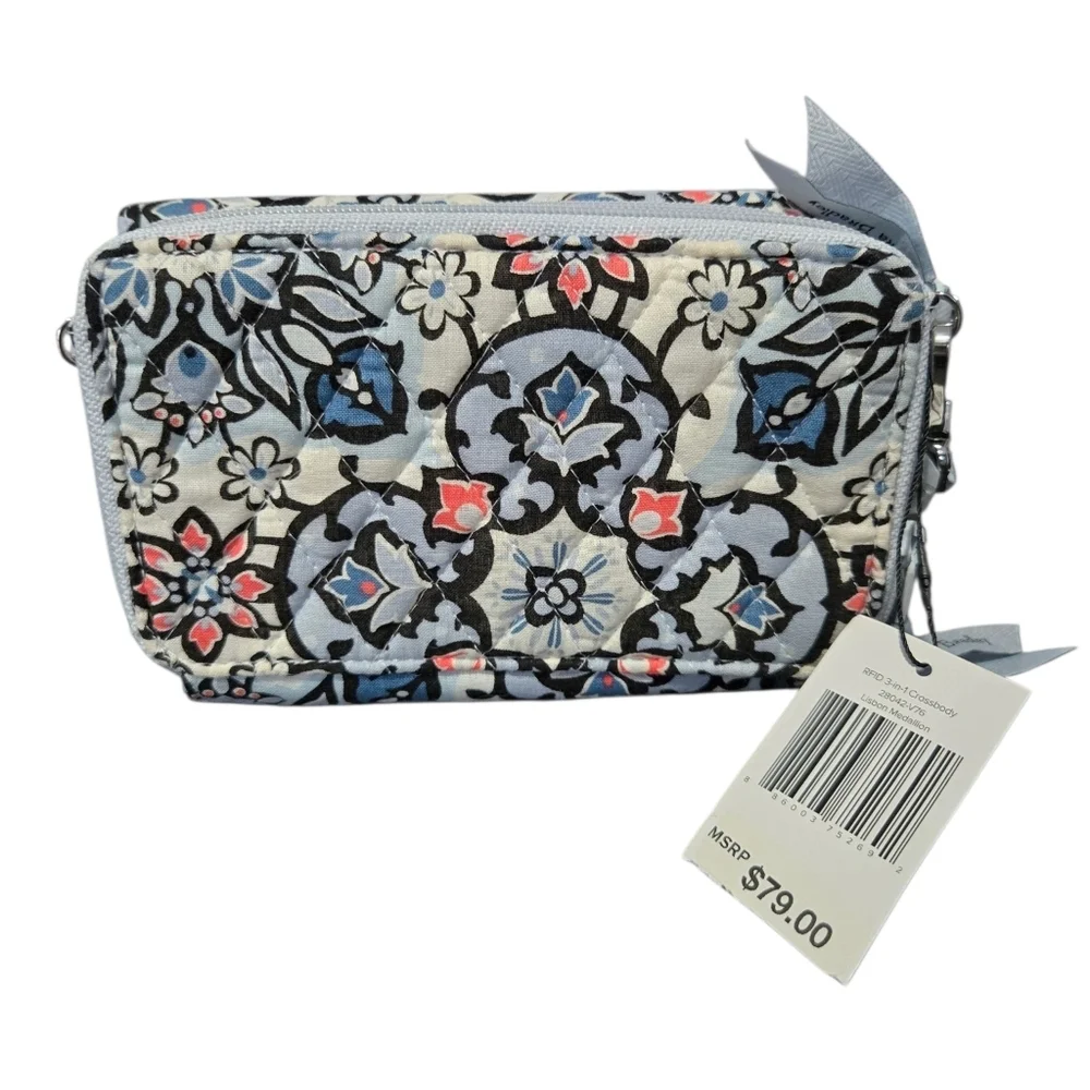 Vera Bradley RFID  Wristlet Crossbody Lisbon Medallion Cool pattern